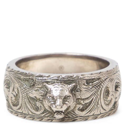 Sterling Silver Gatto Ring with Feline Head Motif